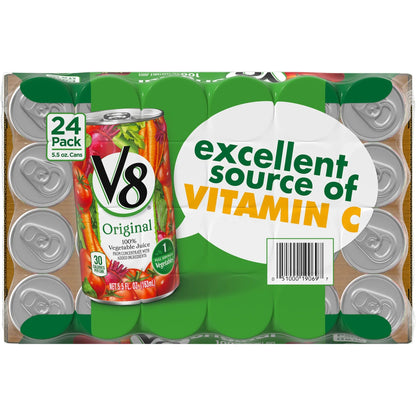 V8 Original 100% Vegetable Juice, 5.5 oz. Can (Pack of 24)