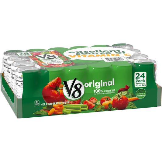 V8 Original 100% Vegetable Juice, 5.5 oz. Can (Pack of 24)